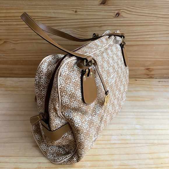 PIERO GUIDI Brown and Creme Patterned Handbag - Picture 1 of 6